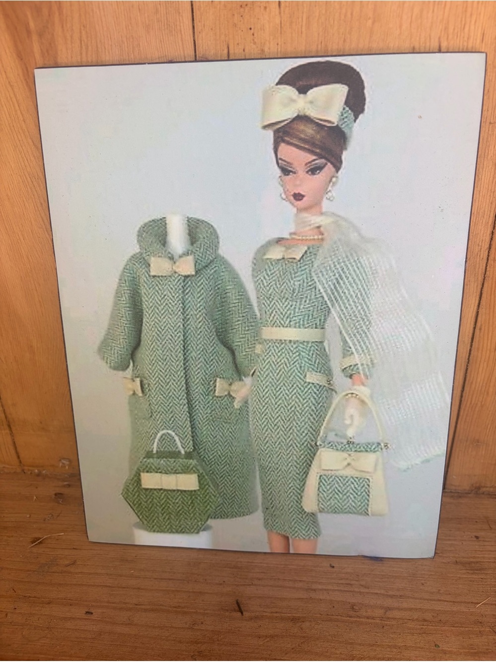 Woman’s Barbie Dress Vintage-Inspired Women's Green Tweed Dress and Coat